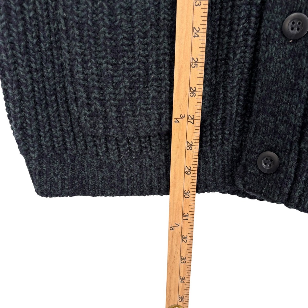 LL Bean Cardigan Sweater Mens Large 100% Lambswool Grandpacore Ribbed Knit - Picture 5 of 10